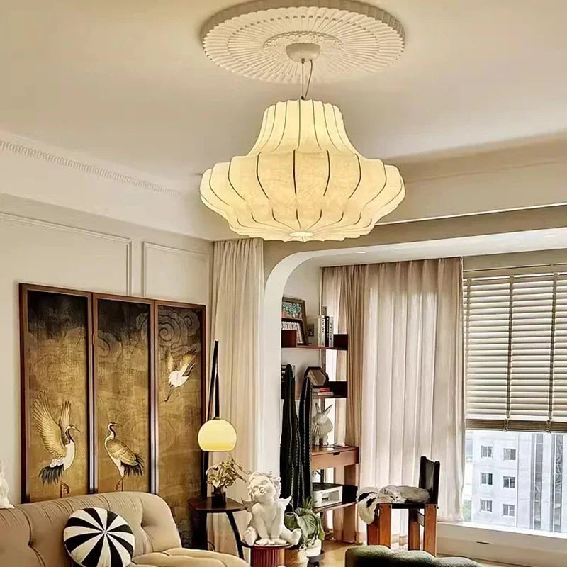 Afralia™ Silk LED Chandelier Pendant Light for Nordic Home Decor