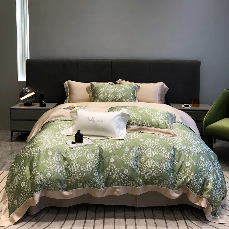 Afralia™ Eucalyptus Lyocell Flowers Duvet Set with Sheet & Pillowcases