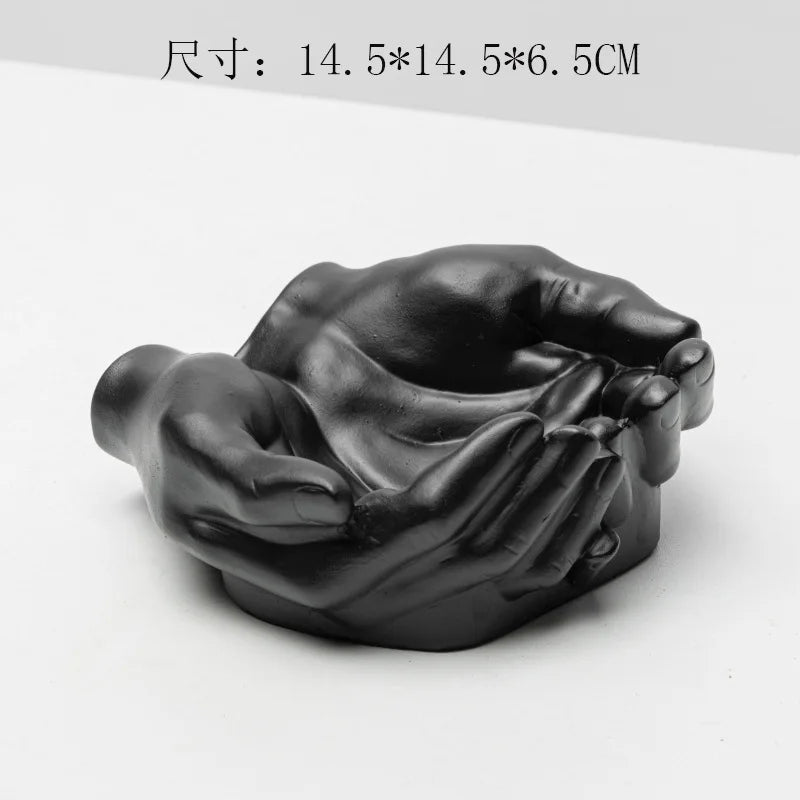 Afralia™ Resin Human Figure Sculpture Palm Tray Fruit Plate Home Decoration
