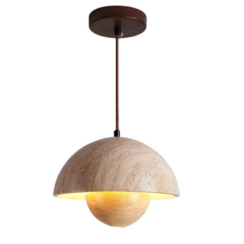 Afralia™ Wabi Sabi LED Pendant Lamp Wood Yellow Stone Modern Hanging Lights