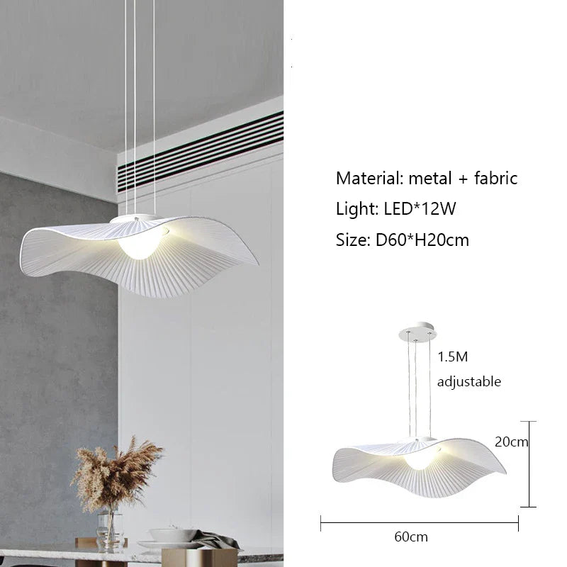 Afralia™ Nordic Minimalist Cream Fabric LED Chandelier for Living Room and Bedroom