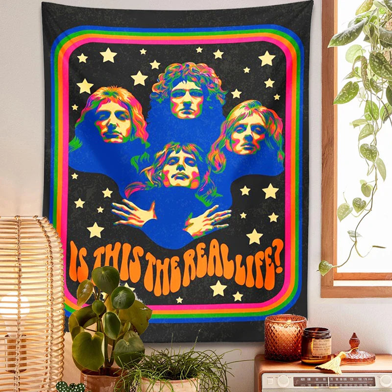 Afralia™ Retro Psychedelic Tapestry Starry Hippie Vintage Wall Decor