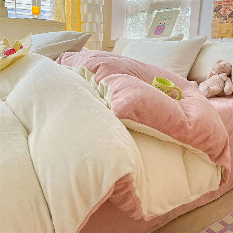 Afralia™ Milk Fleece Duvet Cover: Winter Warm Bedding for Queen King Bed