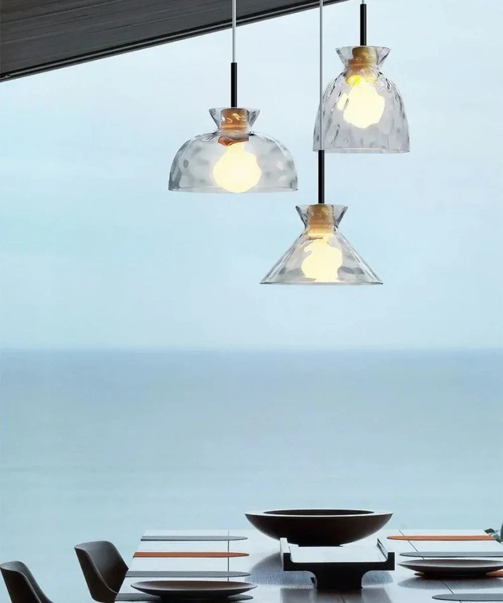 Afralia™ Clear Glass Pendant Lamp with LED Lights for Home Decor