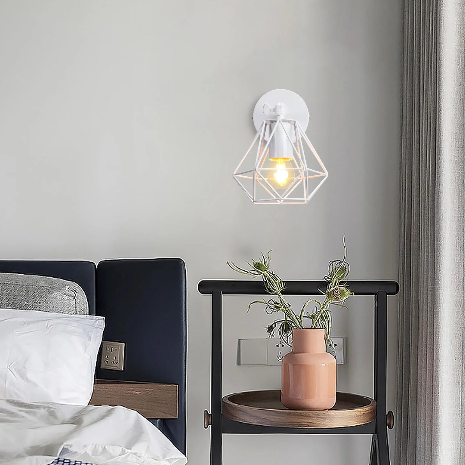 Afralia™ Metal Cage Wall Lights Modern Industrial Lighting for Bedroom and Hallway