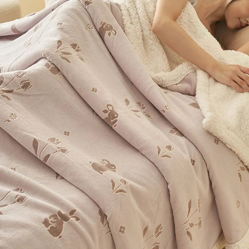 Afralia™ Winter 3D Carved Milk Velvet Blanket for Sofa - Soft Warm Nap Quilt