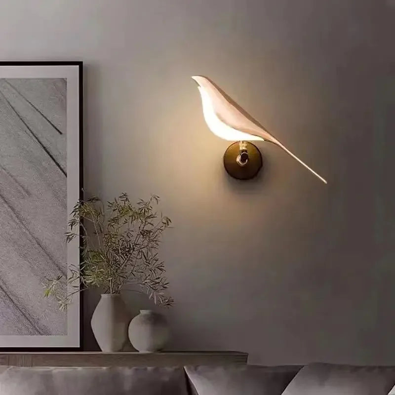 Afralia™ Modern Magpie Bird LED Wall Lamp for Bedroom Decor