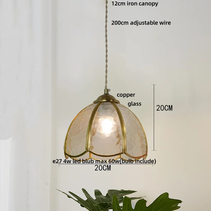 Afralia™ Tiffany Wood Globe LED Pendant Lamp for Kitchen Cafe Reading, Gold Copper Blue Glass