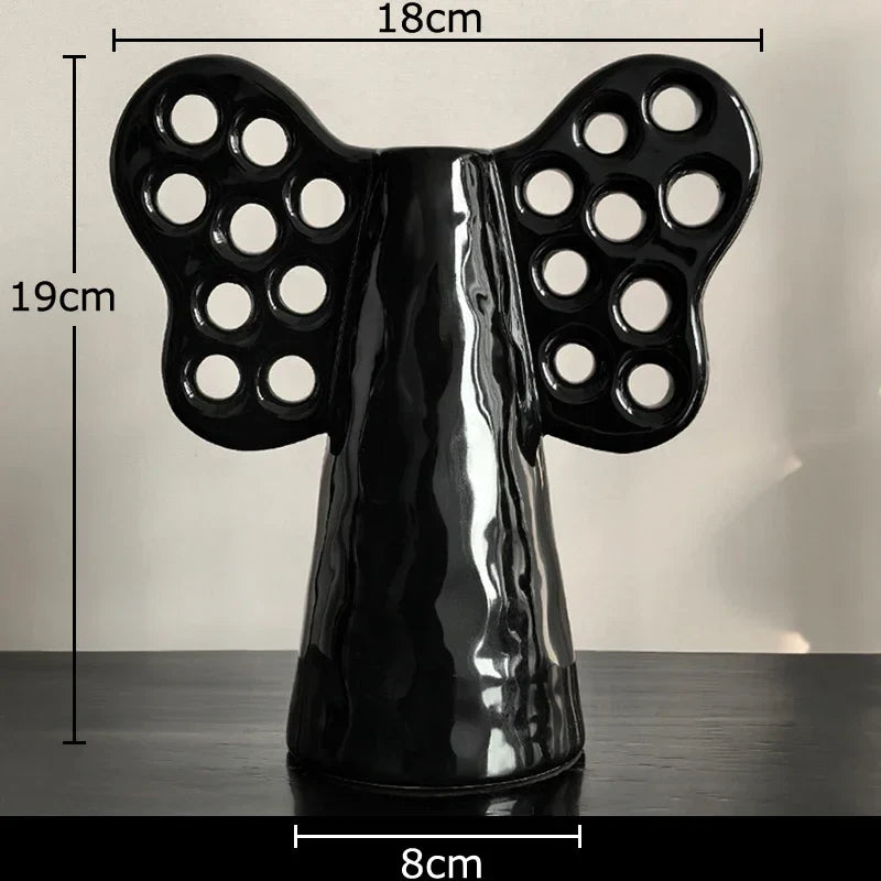 Afralia™ Elephant Ceramic Vase with Artificial Flowers for Home Decor