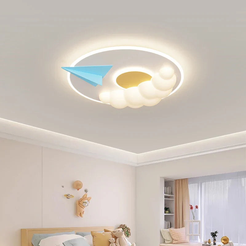 Afralia™ Cloud Airplane Chandelier: Modern Kids Bedroom Ceiling Lights