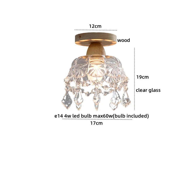 Afralia™ LED Ceiling Lamp Modern Style Wood Glass Luminaria