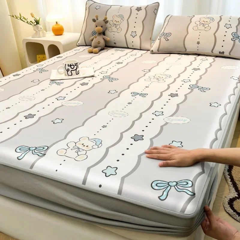 Afralia™ Cooling Ice Silk Mattress - 3Pcs, High Quality, Simple Pattern, Anti-Wrinkles.
