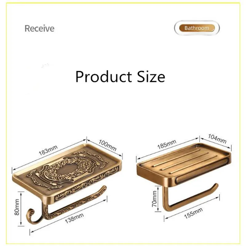 Afralia™ Antique Black Toilet Paper Holder with Phone Shelf