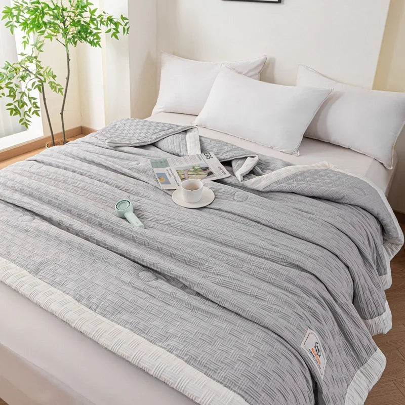Afralia™ Knitted Waffle Summer Quilt: Soft, Breathable, Cooling, Machine Washable, Thin & Skin-friendly