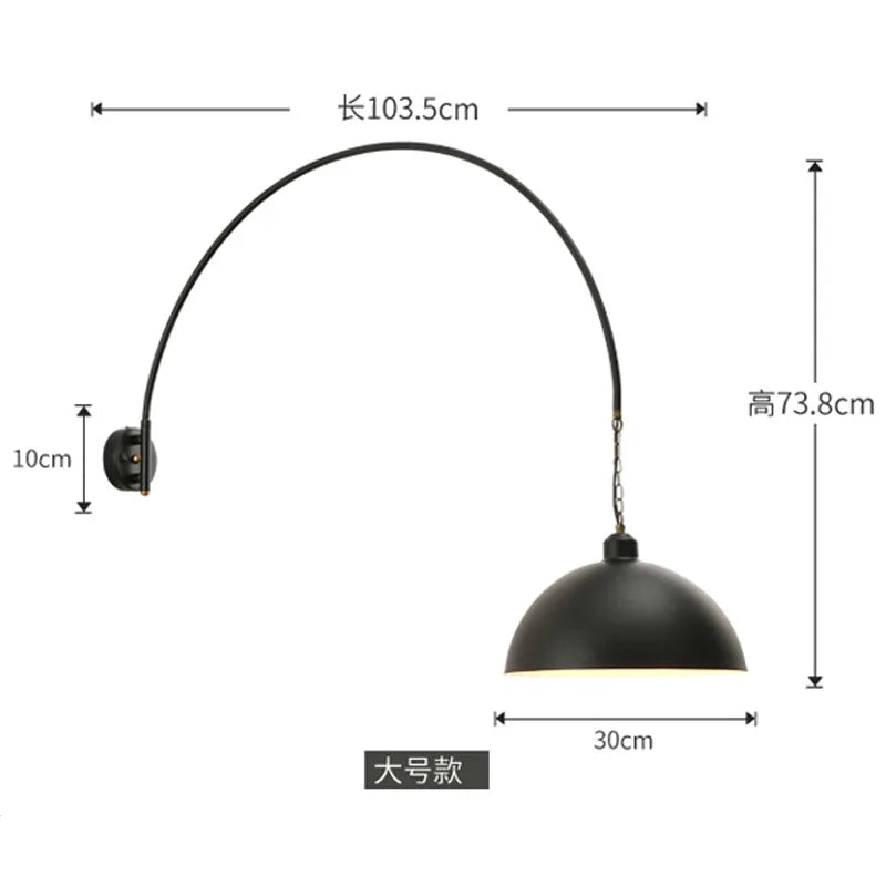 Afralia™ Long Swing Arm Wall Lamp, Industrial Vintage Living Room Light
