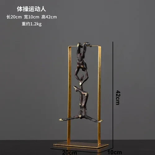Resin Gymnast Art Sculpture by Afralia™ - Abstract Figure Statue for Home Decor