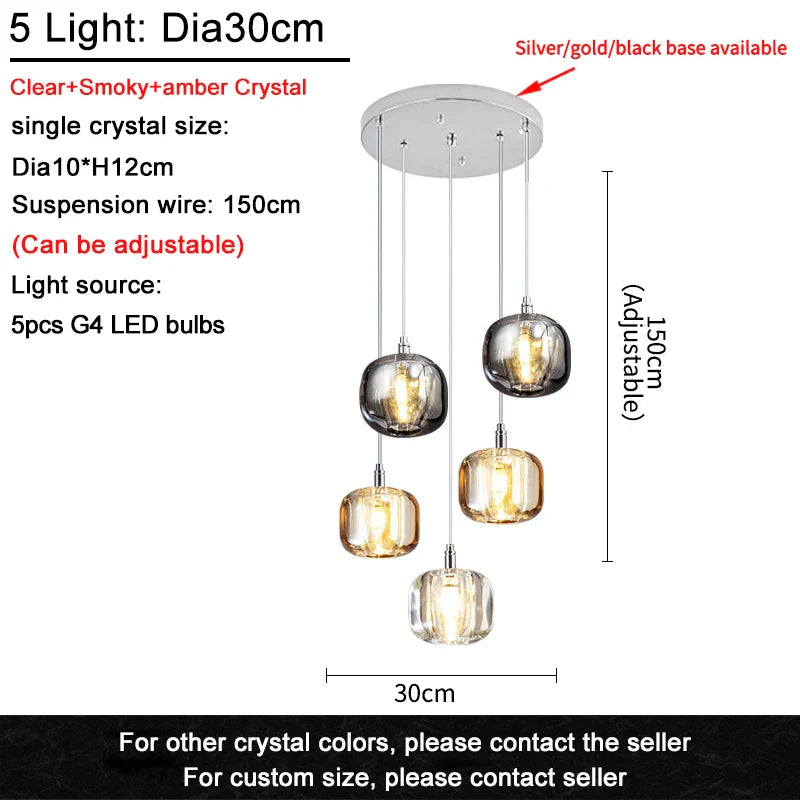 Afralia™ Nordic Crystal Ceiling Chandelier LED Light for Living Room, Bedroom, Dining Room, Kitchen