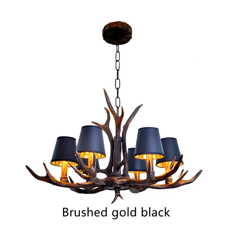 Afralia™ Antler Resin Chandelier: American Country Retro Style LED Hanging Lamp