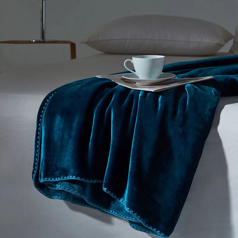 Afralia™ Velvet Milk Blanket: European Solid Color Flannel Bedspread for All Seasons