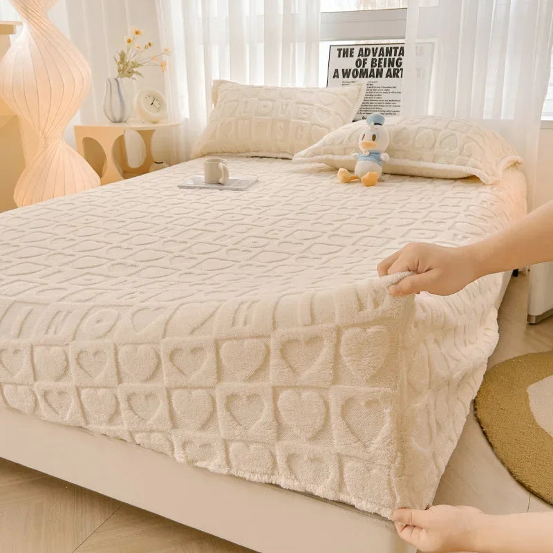 Afralia™ Milk Velvet Fitted Sheet: Soft Fleece Bed Cover for Cozy Winter Nights