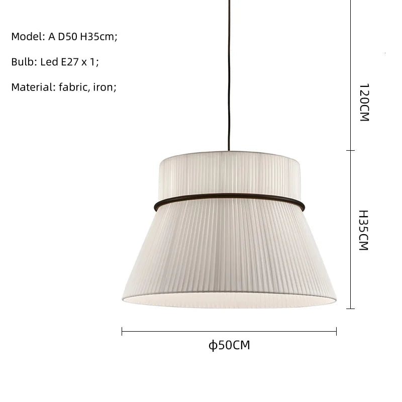 Afralia™ White Fabric LED Pendant Chandelier, Minimalist Living Room Ceiling Light