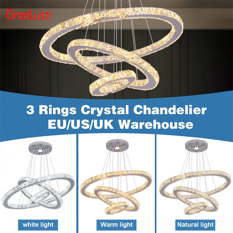 Afralia™ Luxury Crystal LED Pendant Chandelier for Home Lighting & Decor