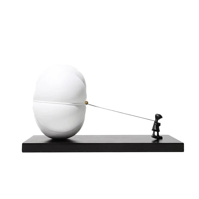 Afralia™ Cartoon Balloon Man Pumpkin Figure Resin Sculpture Home Decoration