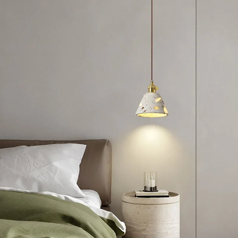 Afralia™ Wabi Sabi LED Pendant Lights Fixture Terrazzo Hanging Lamp Lighting
