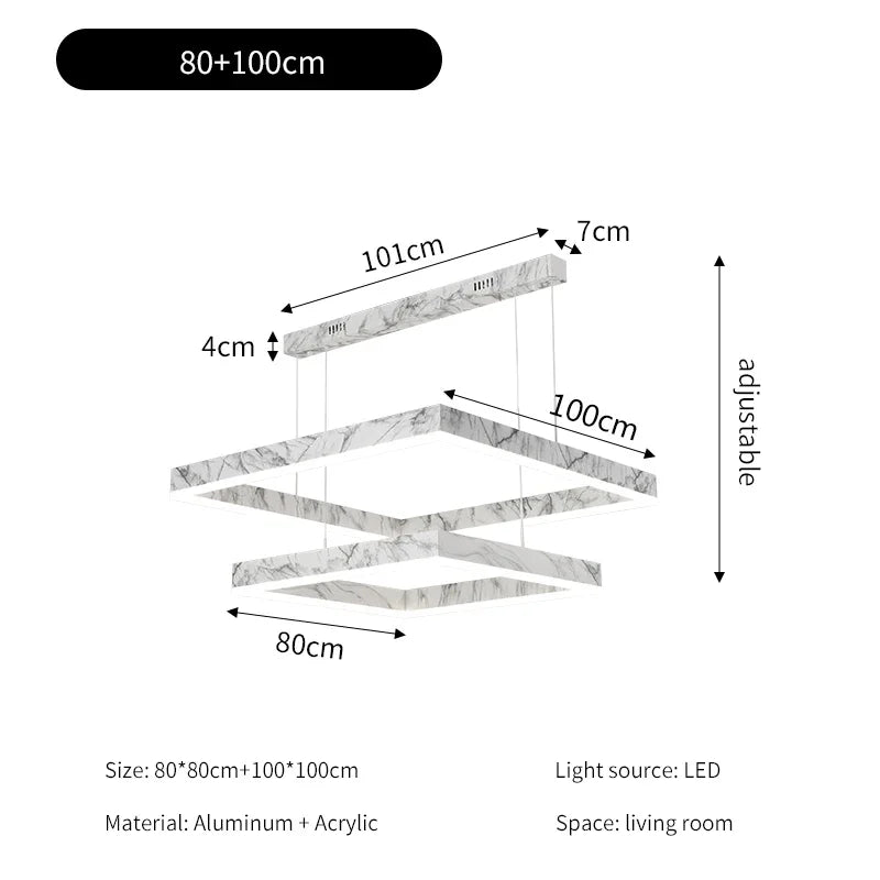 Afralia™ Square Marble Chandelier: Nordic Modern Living Room Pendant Light & Dining Lamp