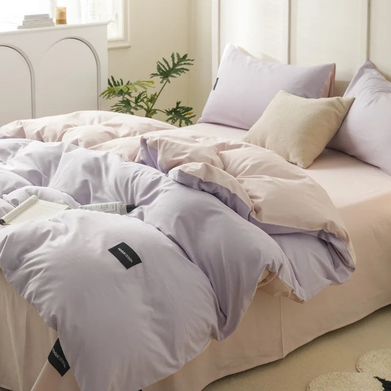 Afralia™ Double-Sided Color Matching Cotton Bedding Set for Adults