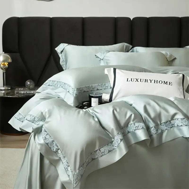 Afralia™ Soft Silky Lyocell Cotton Bedding Set with Hollow Lace Wide Edge
