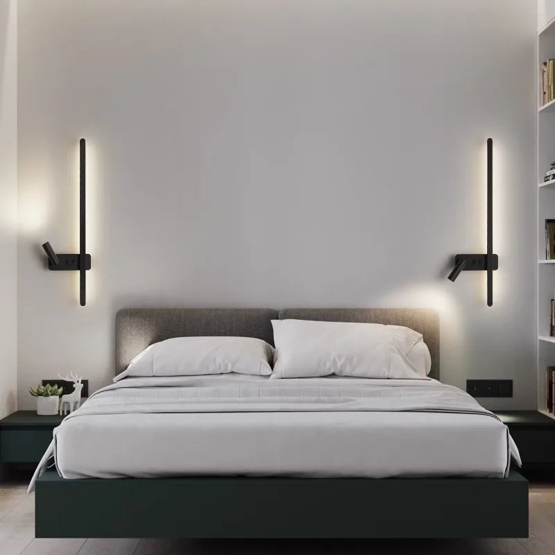 Afralia™ LED Wall Sconce Spotlight for Living Room Bedroom - Modern Black White Wall Lamp