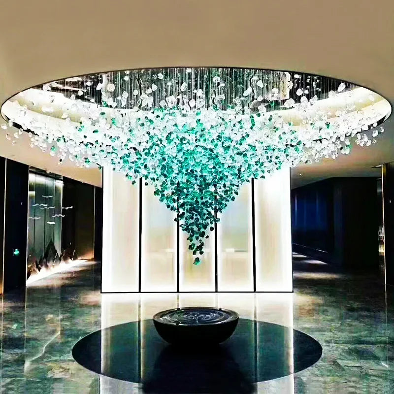 Afralia™ Stone Crystal LED Chandelier: Modern Large Luxury Lighting Fixture for Home Staircase, Living Room, Hallway