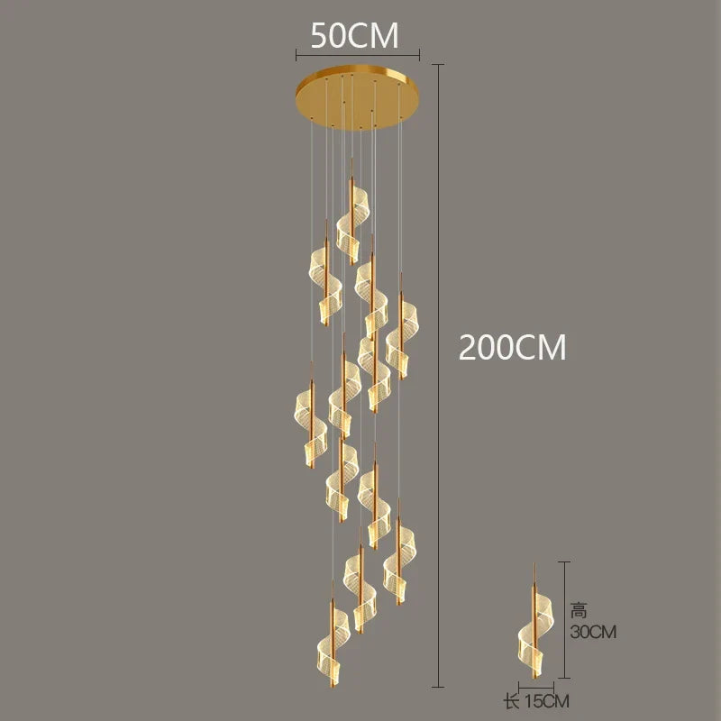 Afralia™ LED Spiral Staircase Chandelier | Luxury Duplex Nordic Light for Living Room & Villa