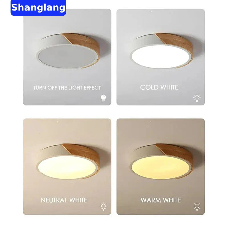 Afralia™ Wood Ceiling Light Modern Ultra-Thin Surface Mount Fixture for Living Room & Balcony