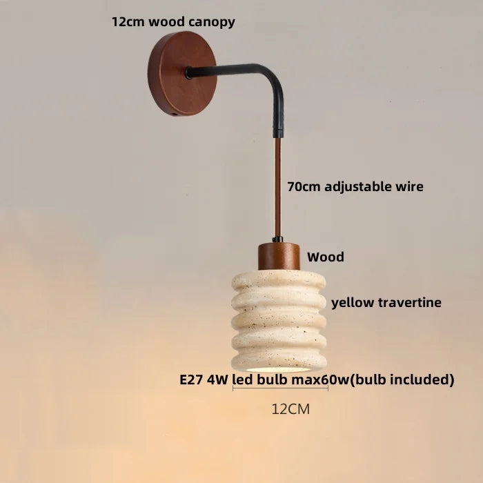 Afralia™ Yellow Travertine LED Wall Lamp Sconce Adjustable Stair Light Fixtures