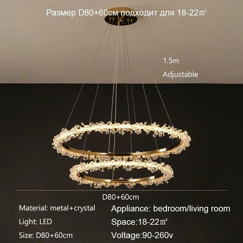 Afralia™ Crystal Pendant Chandelier Modern Luxury Interior Decoration Lighting