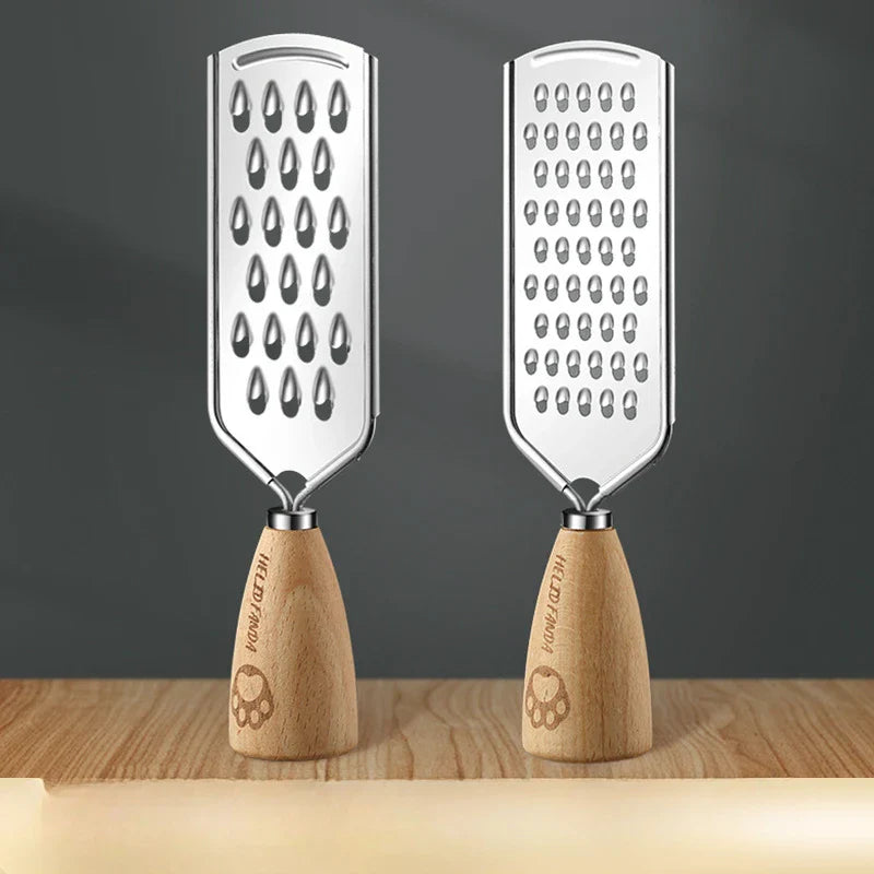 Afralia™ 3-in-1 Multifunctional Grater & Slicer for Kitchen - Wooden Handle