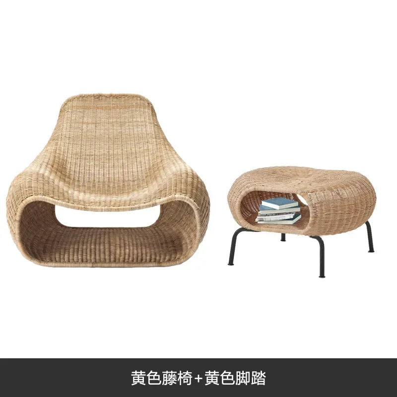 Afralia™ Rattan Handmade Knitted Belt Footstool Bench: Modern Minimalist Storage Furniture