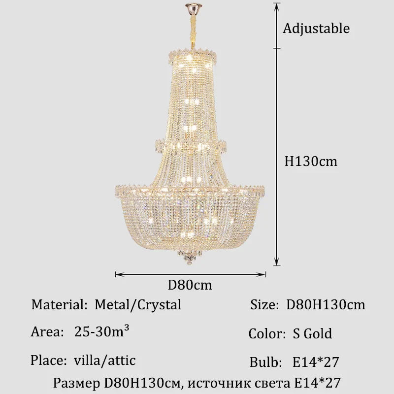 Afralia™ Crystal Villa Attic Pendant Ceiling Chandelier - Modern Luxury Living Room Decoration