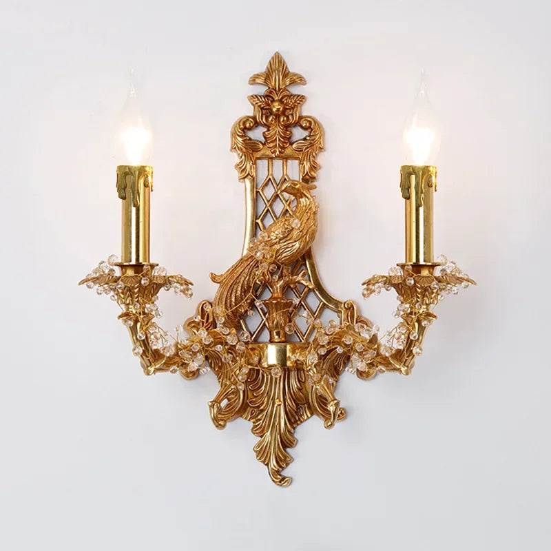 Afralia™ Luxury Copper Bird Wall Lamp: European Style, French Retro Design for Living Room or Corridor