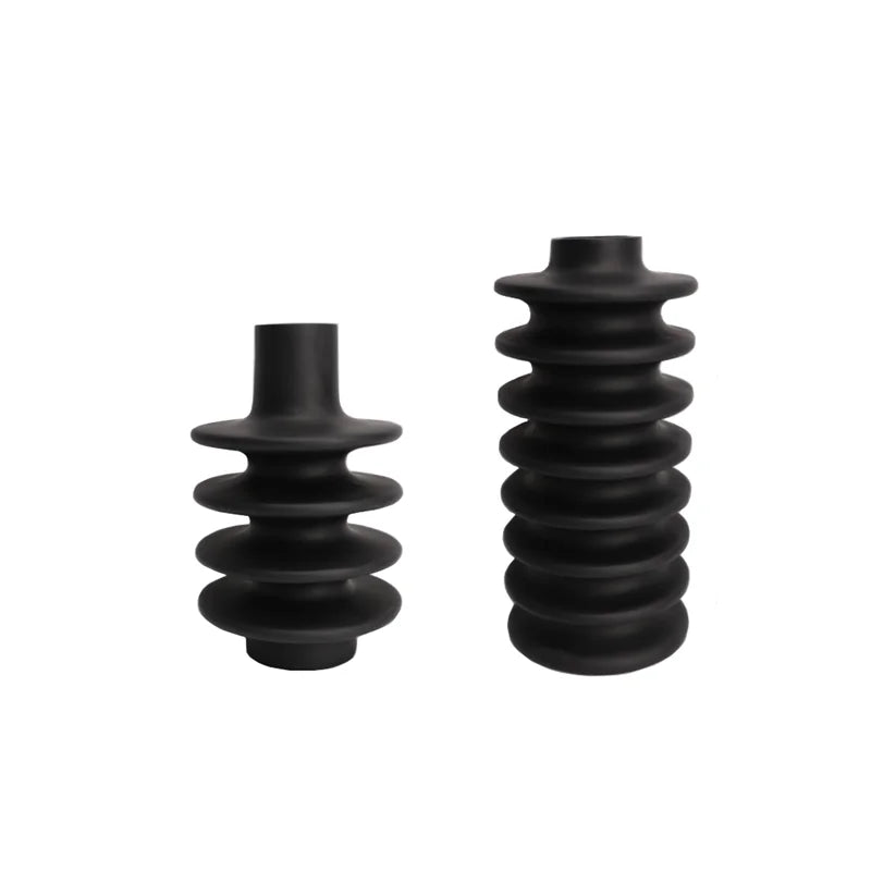 Afralia™ Geometric Circle Spiral Black Resin Vase - Home Decor Flower Pot