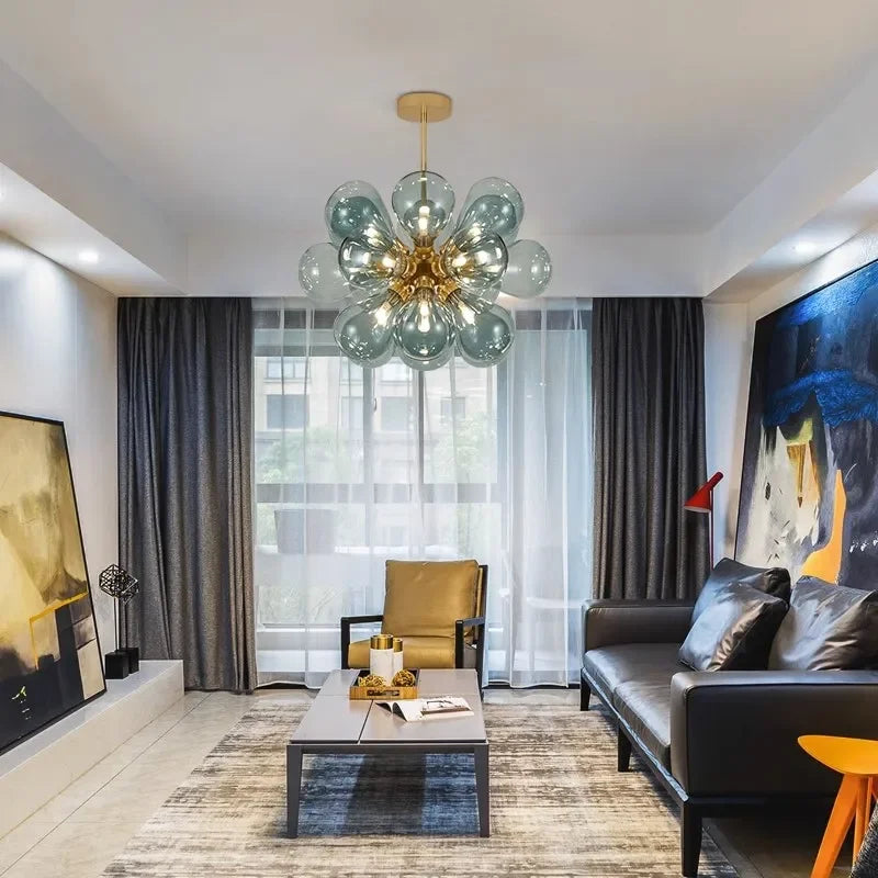 Afralia™ Glass Bubble Chandelier Ceiling Pendant Light for Modern Living Room Decor