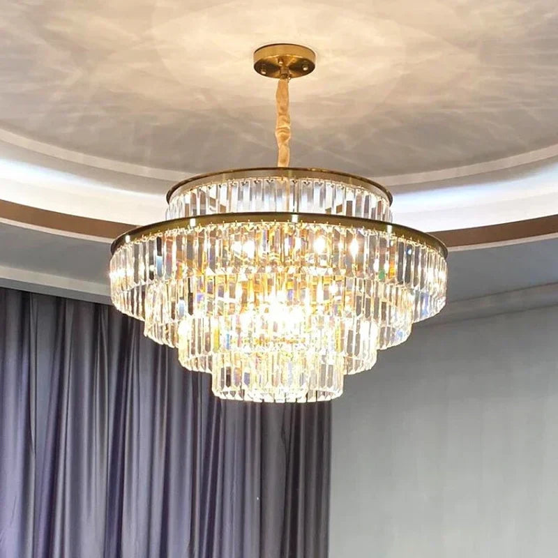 Afralia™ Crystal LED Pendant Chandelier: Luxury Villa Living Room Decor, Hotel Hanging Light Fixture