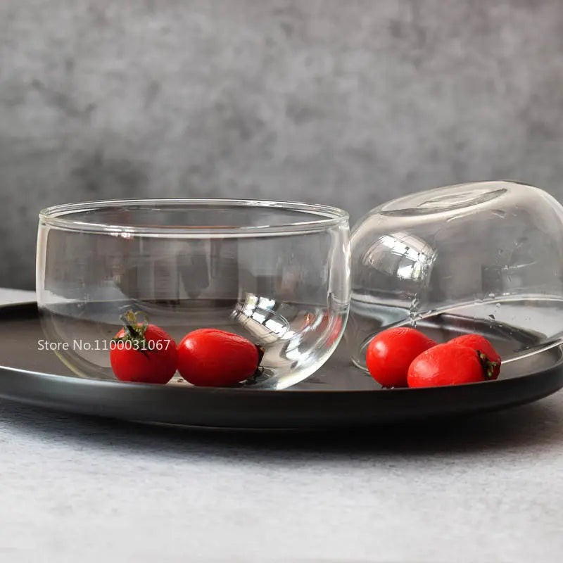 Afralia™ Glass Salad Bowl Set - High Borosilicate, Food Storage, Lunch Bento Box