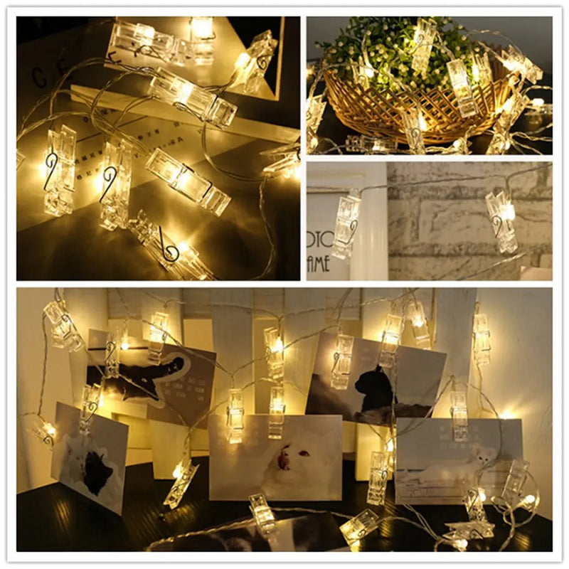 Afralia™ LED Garland Photo Clip String Lights for Party Wedding Decor