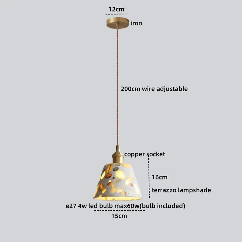 Afralia™ Terrazzo Wood LED Pendant Light for Stylish Home Decor