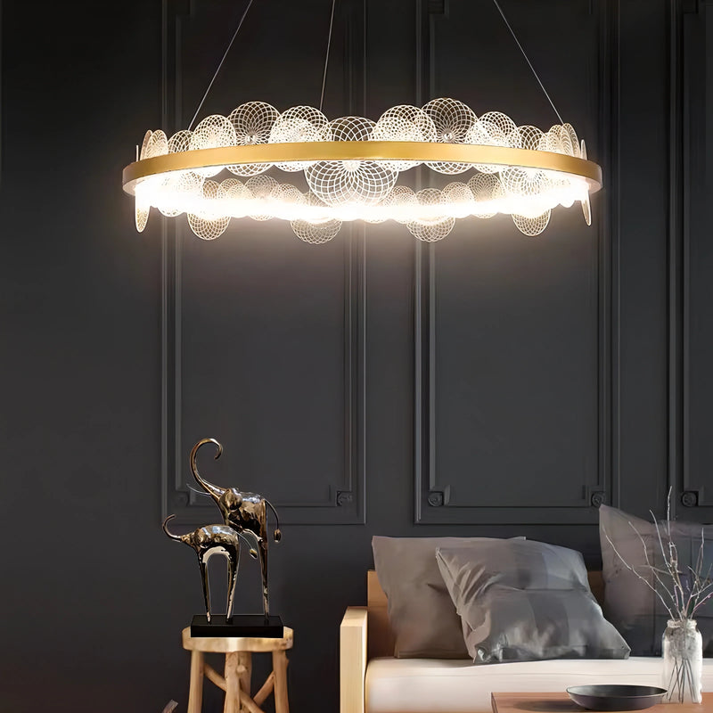 Afralia™ Frost Texture LED Ring Chandelier for Living Room Office Ceiling