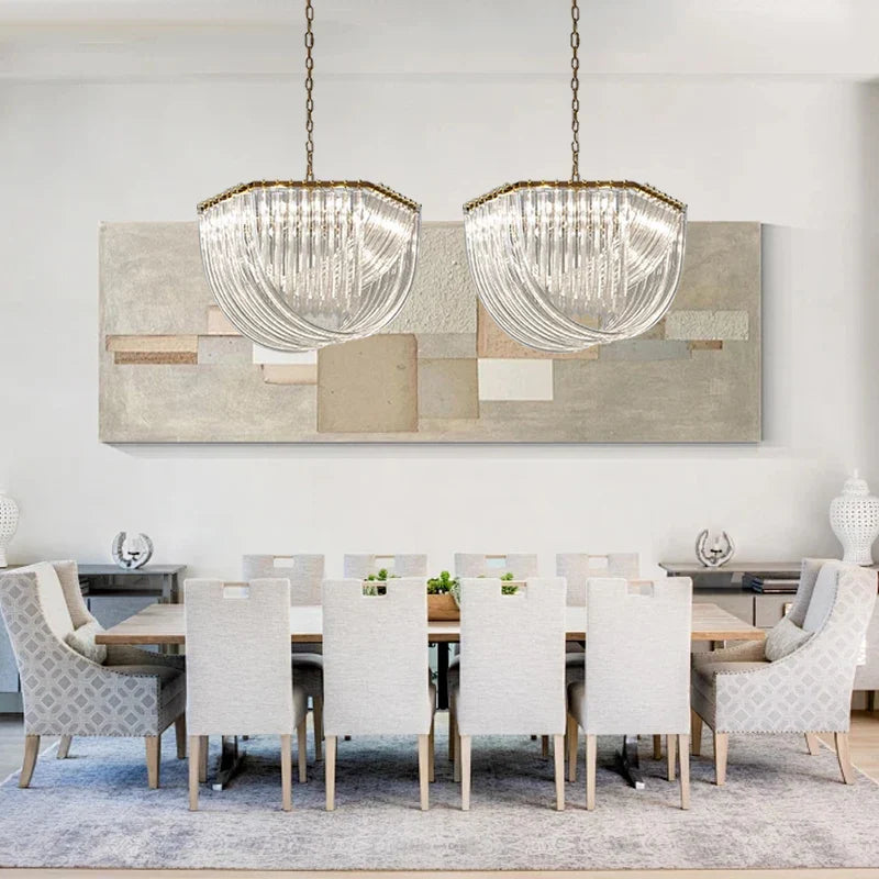 Afralia™ Black Gold Crystal Glass Ceiling Pendant Lights, Luxury Nordic Dining Table Lighting Lamps