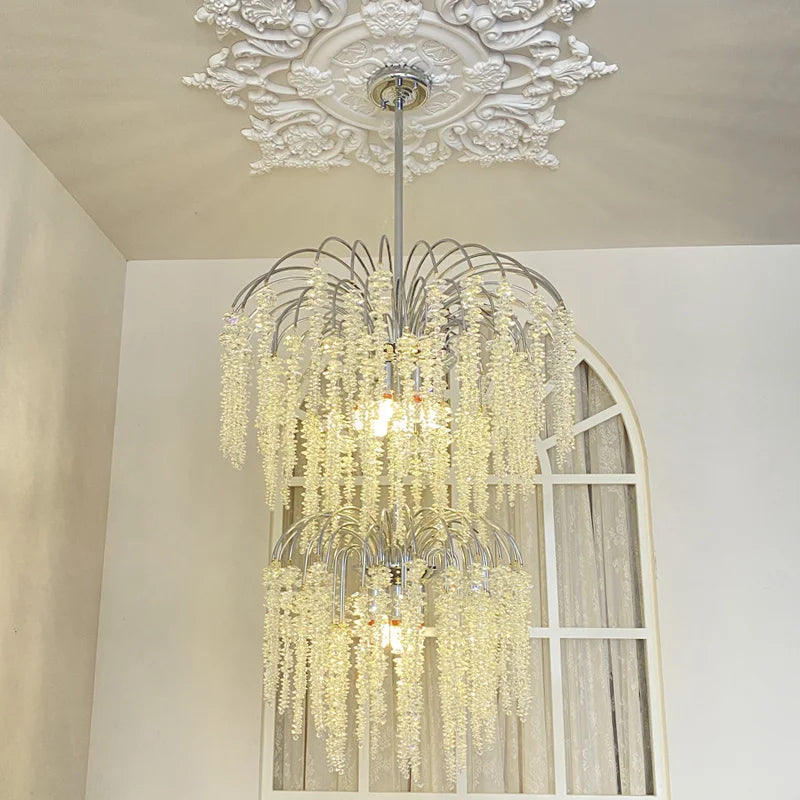 Afralia™ Luxury Crystal Chandelier LED Branch Ceiling Light for Duplex Villa Staircase